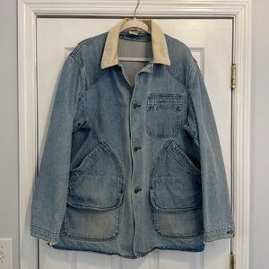 Vintage LL Bean Faded Distressed Denim Barn Chore Coat Jacket Men’s X Large / 50